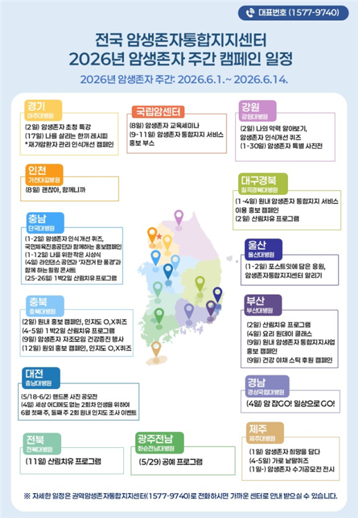 전국 암생존자통합지지센터 2026년 암생존자 주간 캠페인 일정(2)